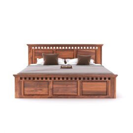 SONA ART & CRAFTS Solid Sheesham Wood King Size Bed with Storage | Wooden King Size Cot Bed | Double Bed with Box Storage Furniture for Bedroom Living Room Home - K_03 (Honey Teak Finish)